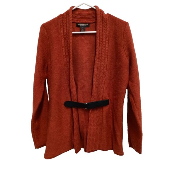 A. Giannetti Sweaters - A. Gianetti Womens 100% Merino Wool Cardigan Medium Orange Belt Buckle Luxury